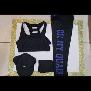 Workout set: hat , sports bra, and leggings